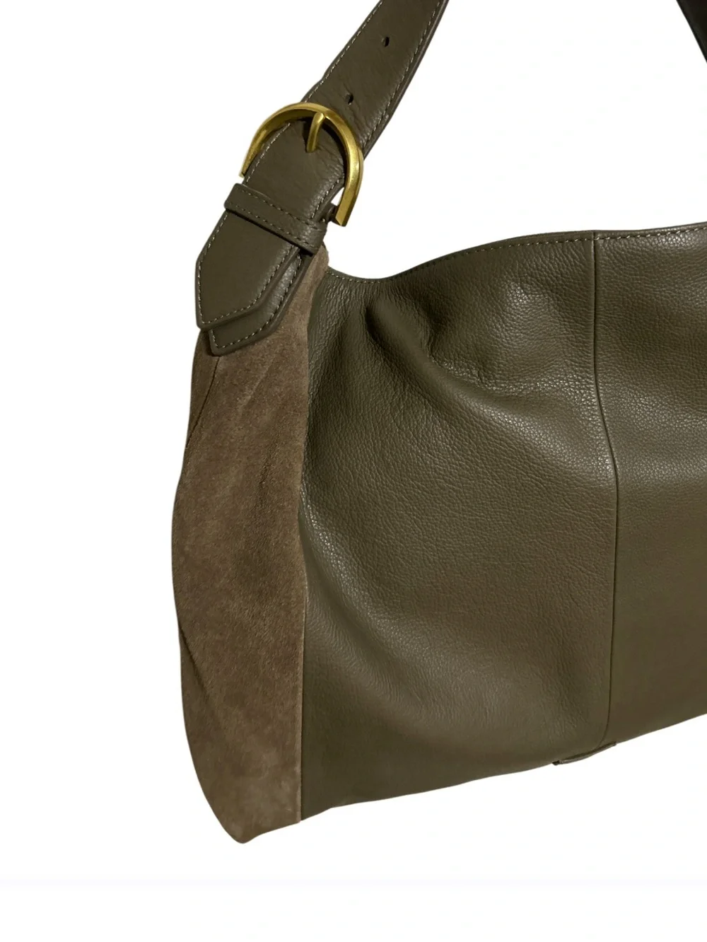 Vince Gamuto Pebble Leather/Suede Elize Hobo Morel